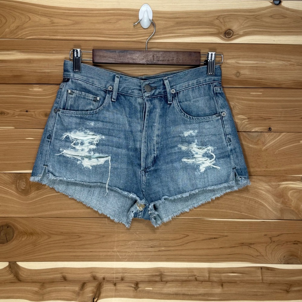 Citizens Of Humanity Denim Jean Shorts Cut Offs Distressed Size 24‎ High Waisted